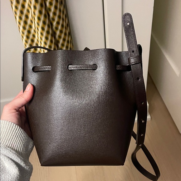 Mini Mini Mansur Gavriel Dark Brown Crossbody Bucket Bag - Picture 4 of 5